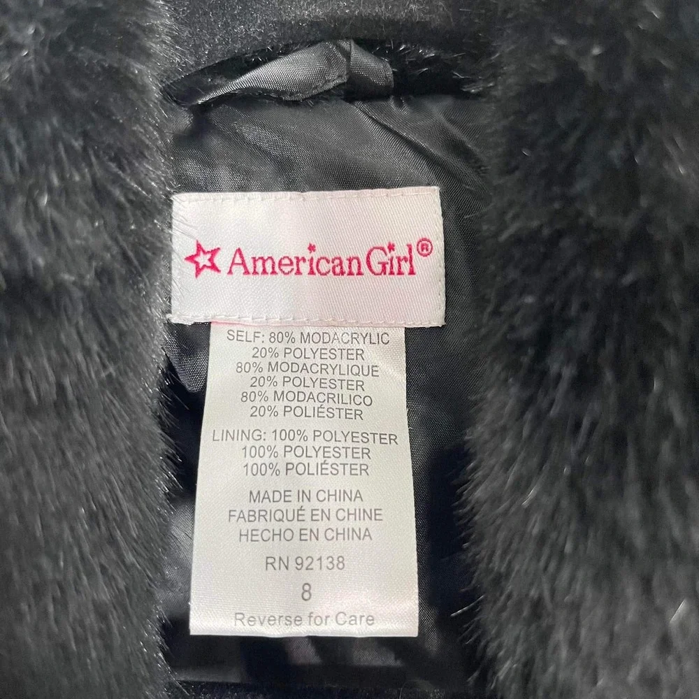 American Girl Faux Fur Shrug Girls 8 Bolero Jacket Black Dressy Winter Wedding